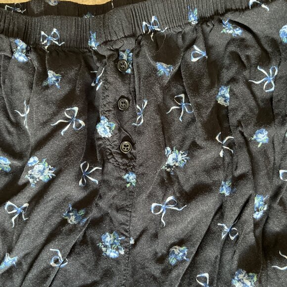 THREADS of LUXX dark blue bow rose pajama bottom pants WOMEN XL - Picture 3 of 5
